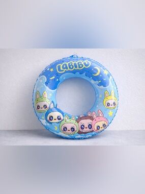 Labubu Blue Inflatable Swim Ring Float Kids Pool Tube 22” Cute Cartoon New